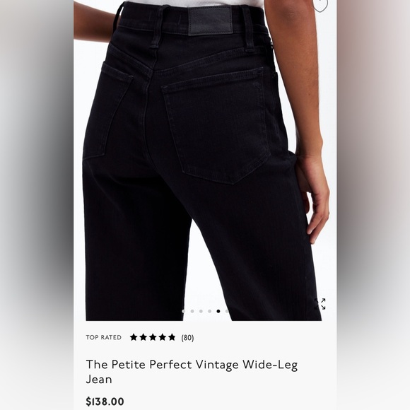 NWT The Petite Perfect Vintage Wide-Leg Jean W 26P Black Rinse Wash - Picture 2 of 8